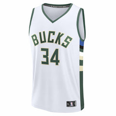 Giannis Antetokounmpo Milwaukee Bucks Youth Fast Break Replica Player Jersey Association Edition White - Fanatics