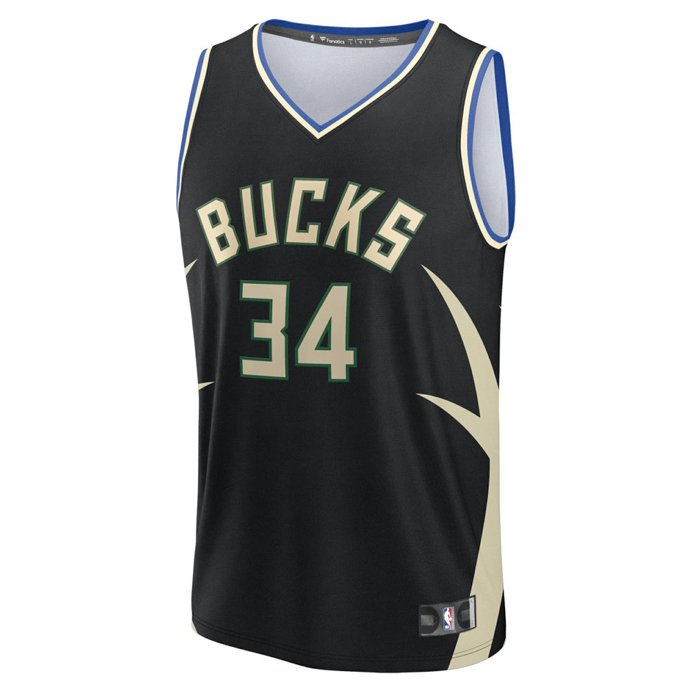 Giannis Antetokounmpo Milwaukee Bucks Youth Fast Break Replica Player Jersey Statement Edition Black - Fanatics