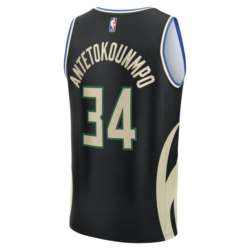 Giannis Antetokounmpo Milwaukee Bucks Youth Fast Break Replica Player Jersey Statement Edition Black - Fanatics