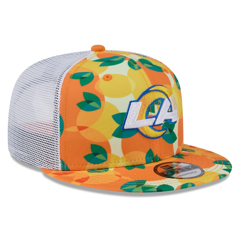 Los Angeles Rams New Era Citrus 9FIFTY Trucker Snapback Hat - Orange Hats