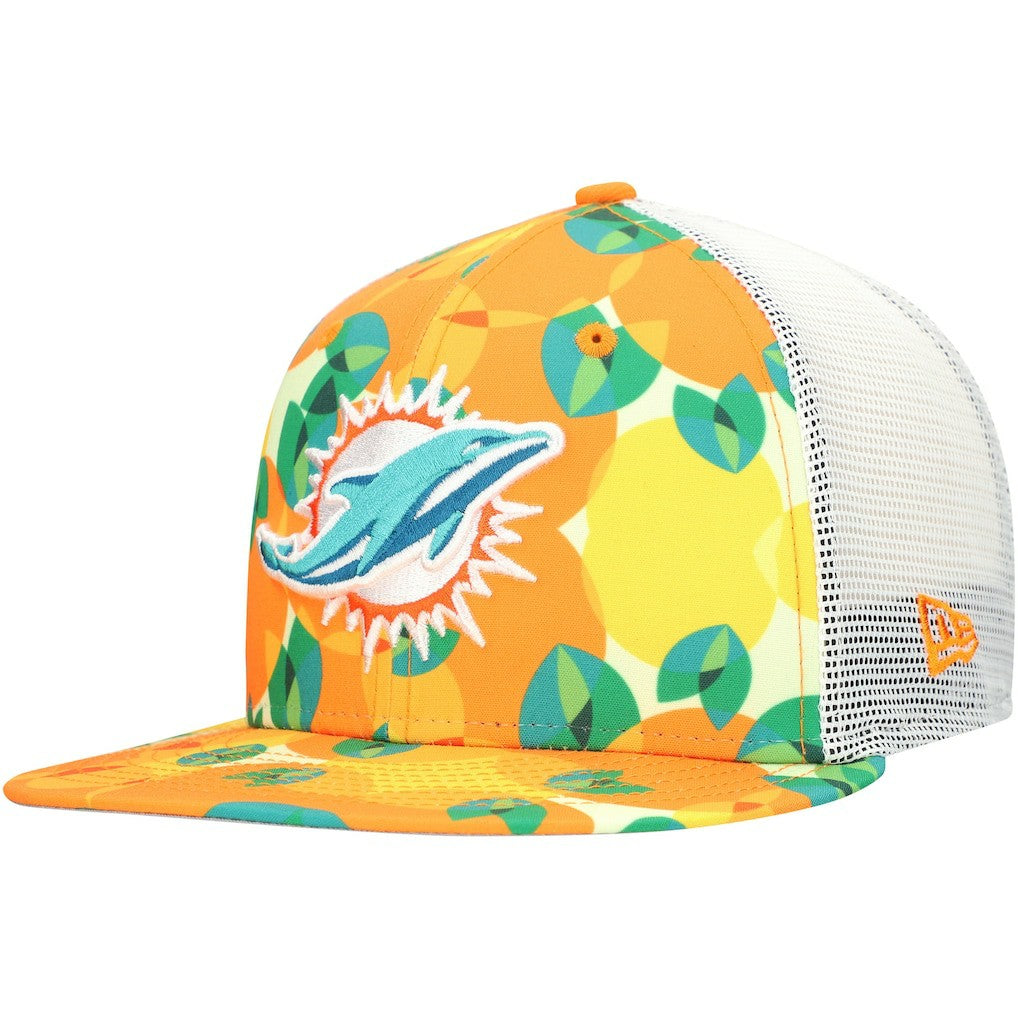 Miami Dolphins New Era Citrus 9FIFTY Trucker Snapback Hat - Orange Hats