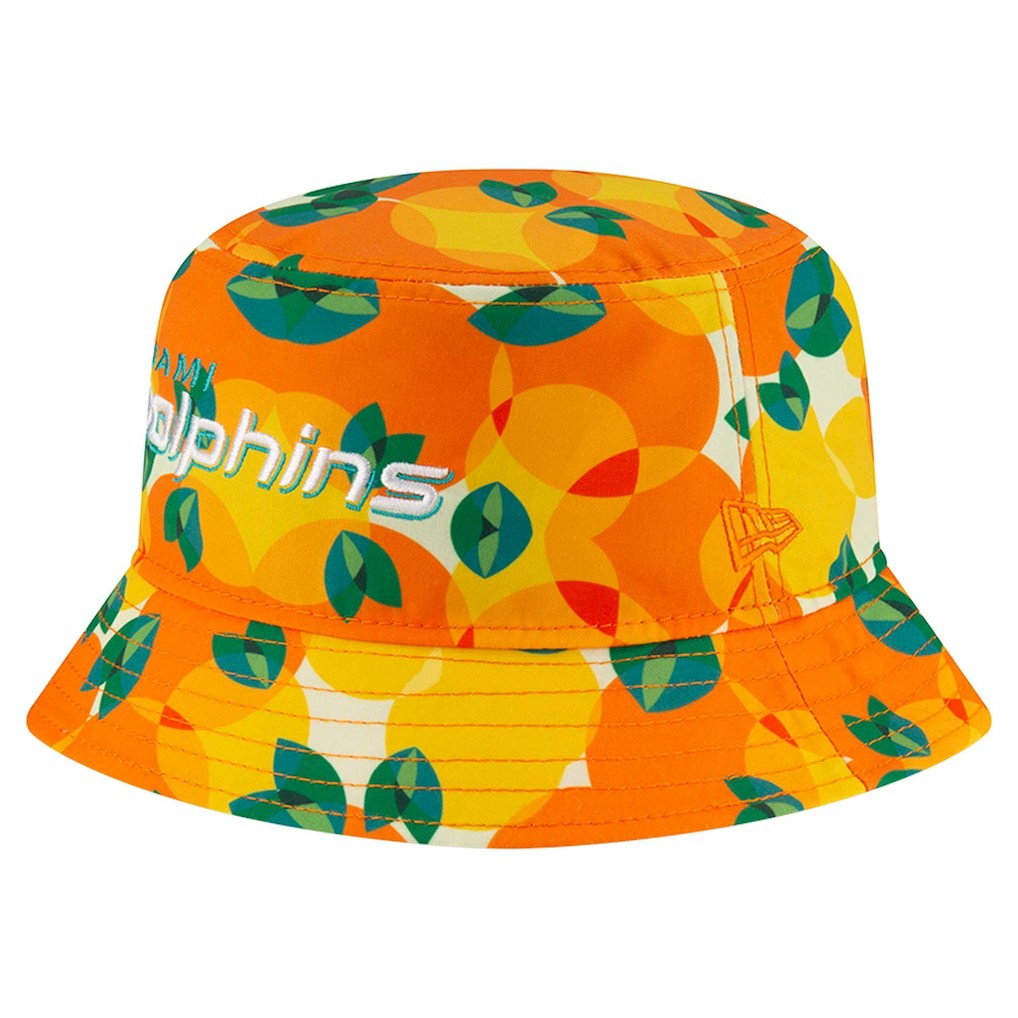 Miami Dolphins New Era Citrus Bucket Hat - Orange Hats