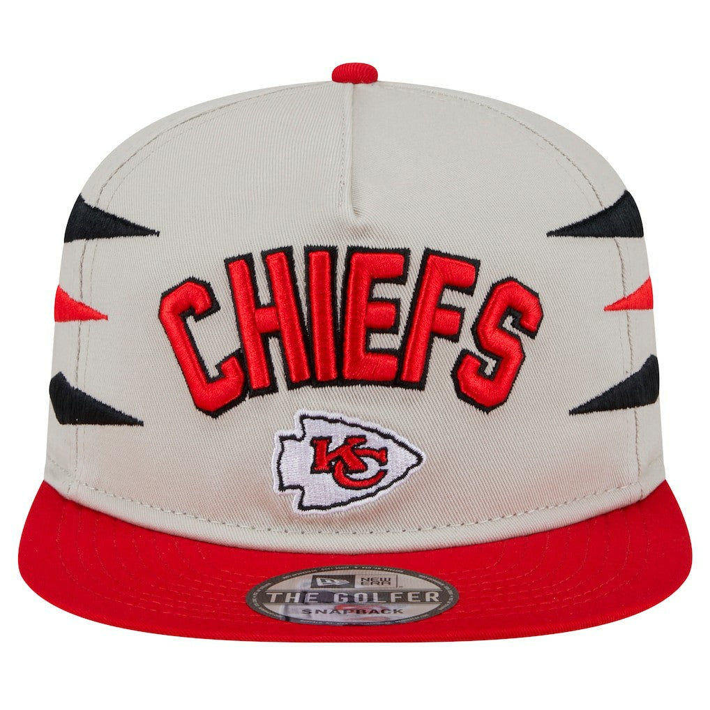 Kansas City Chiefs New Era Athletic Golfer Snapback Hat - Stone/Red Hats