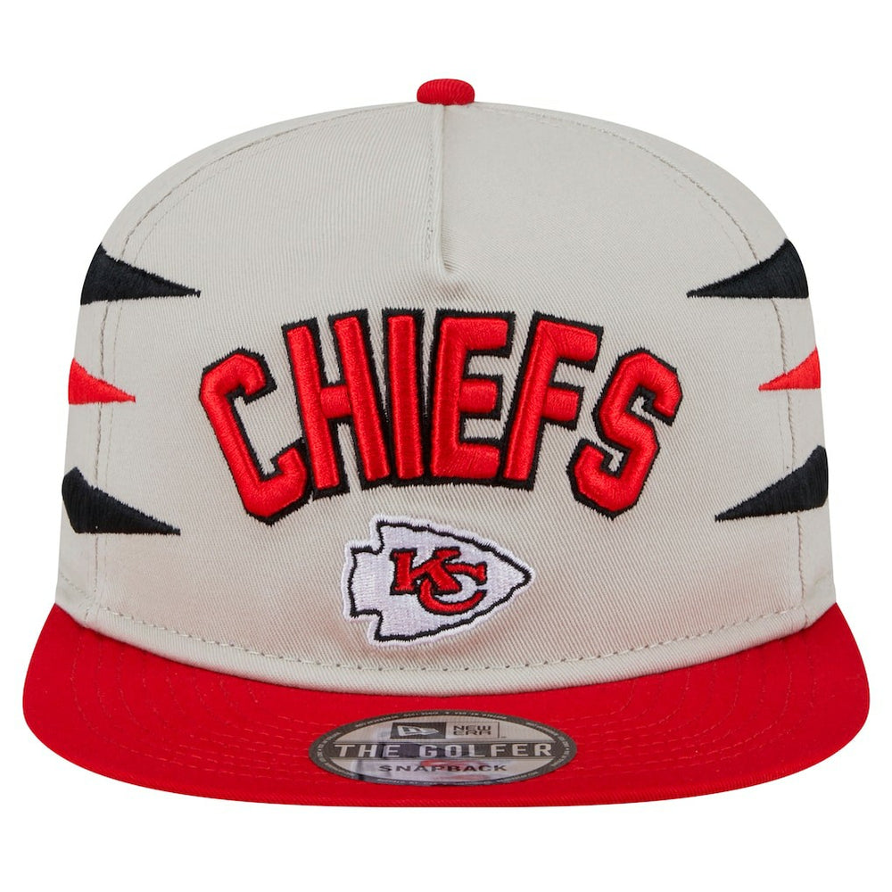 Kansas City Chiefs New Era Athletic Golfer Snapback Hat - Stone/Red Hats