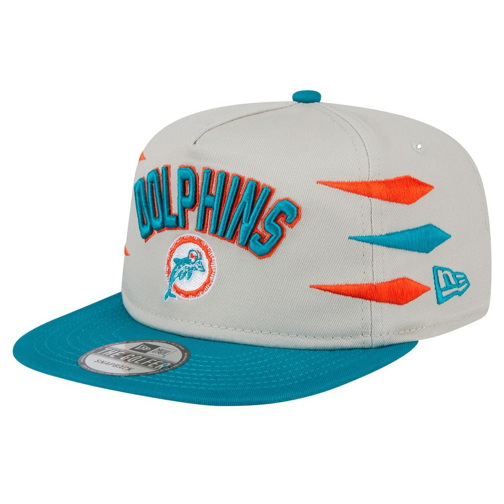Miami Dolphins New Era Athletic Golfer Snapback Hat - Stone/Aqua Hats