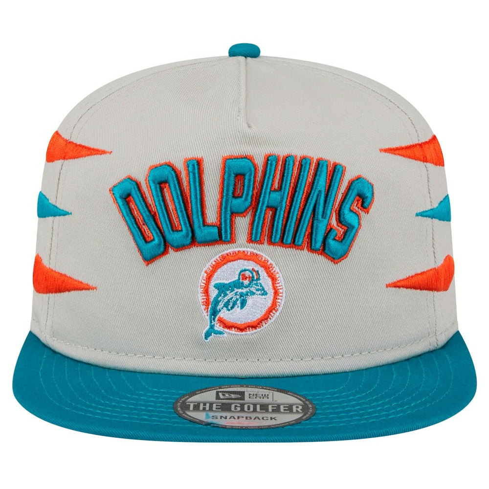 Miami Dolphins New Era Athletic Golfer Snapback Hat - Stone/Aqua Hats
