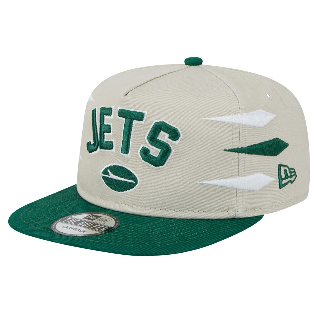New York Jets New Era Athletic Golfer Snapback Hat - Stone/Green Hats