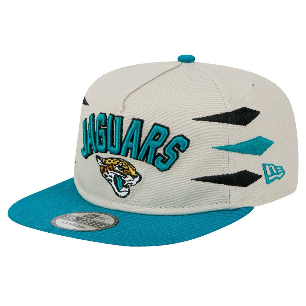 Jacksonville Jaguars New Era Athletic Golfer Snapback Hat - Stone/Teal Hats
