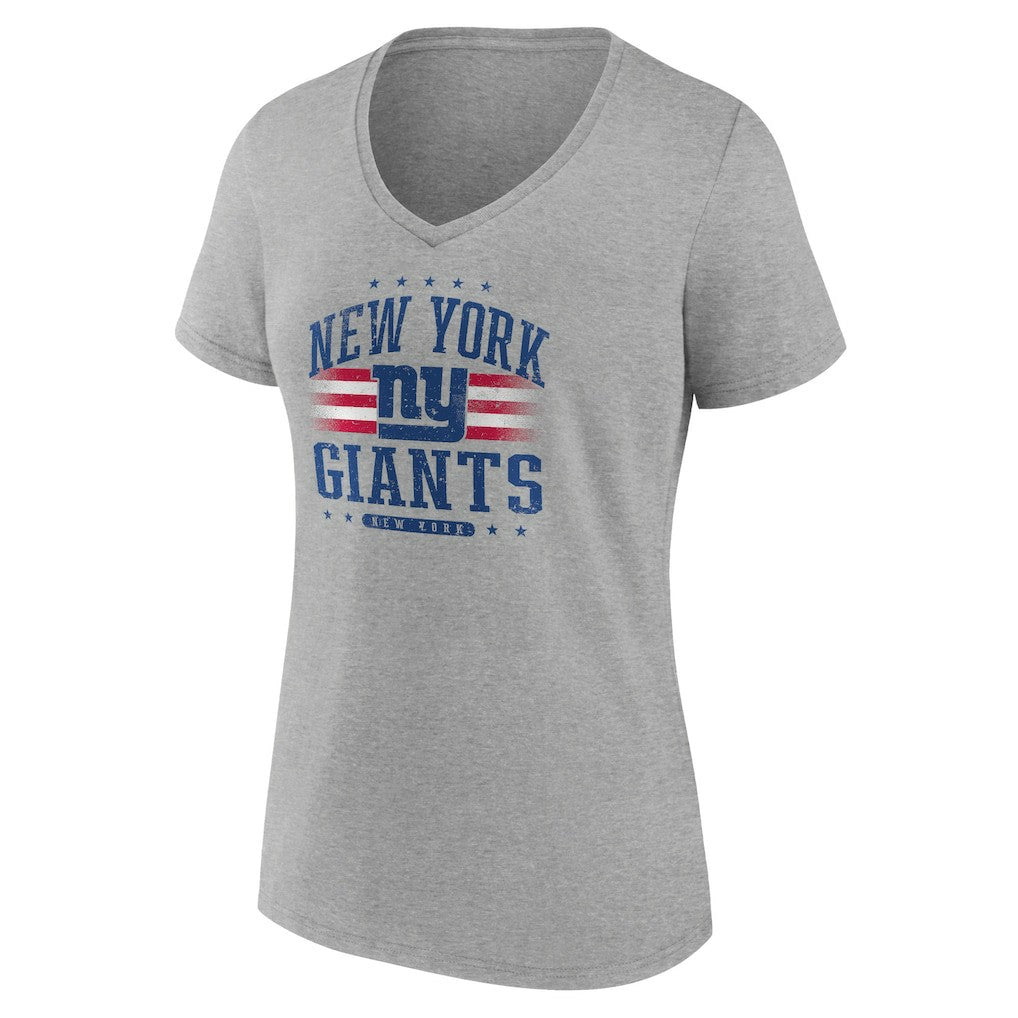 New York Giants Women's Americana Team V-Neck T-Shirt - Gray T-shirts