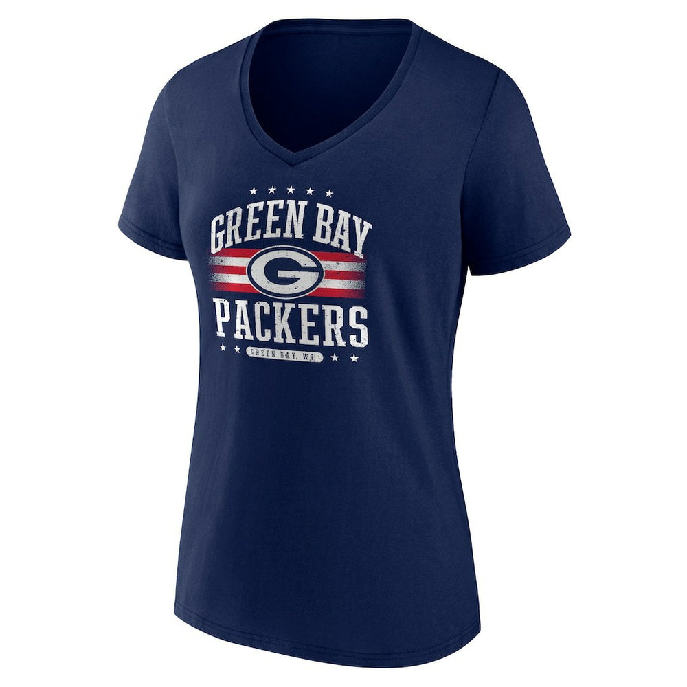 Green Bay Packers Women's Americana Team V-Neck T-Shirt - Navy T-shirts