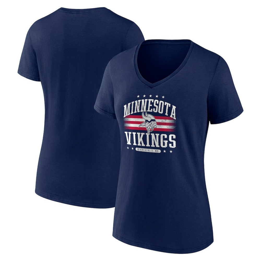 Minnesota Vikings Women's Americana Team V-Neck T-Shirt - Navy T-shirts