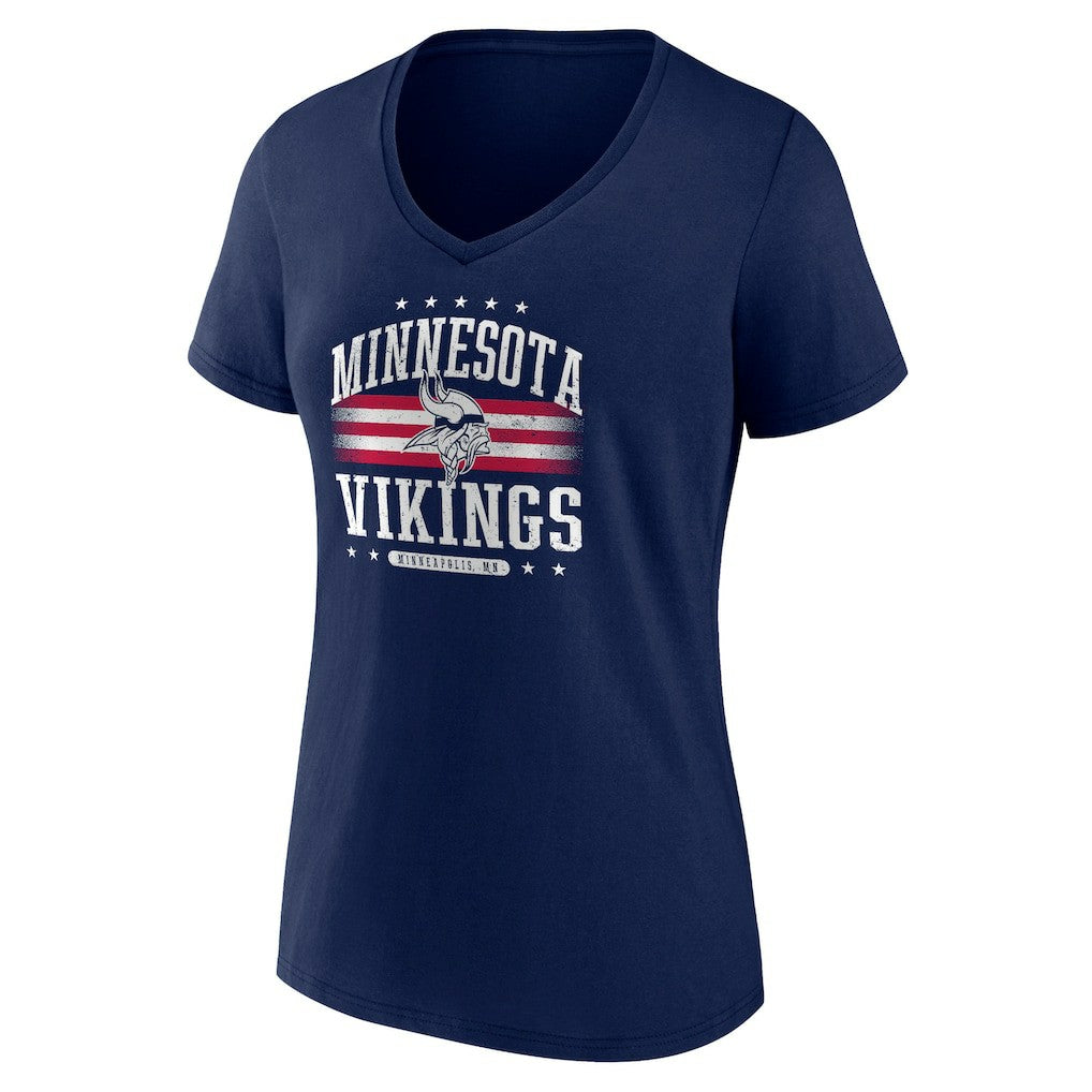 Minnesota Vikings Women's Americana Team V-Neck T-Shirt - Navy T-shirts