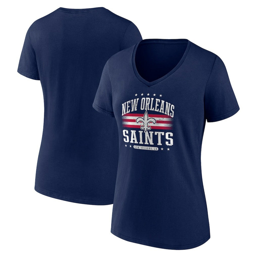 New Orleans Saints Women's Americana Team V-Neck T-Shirt - Navy T-shirts