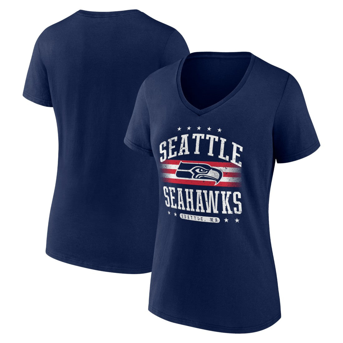 Seattle Seahawks Women's Americana Team V-Neck T-Shirt - College Navy T-shirts