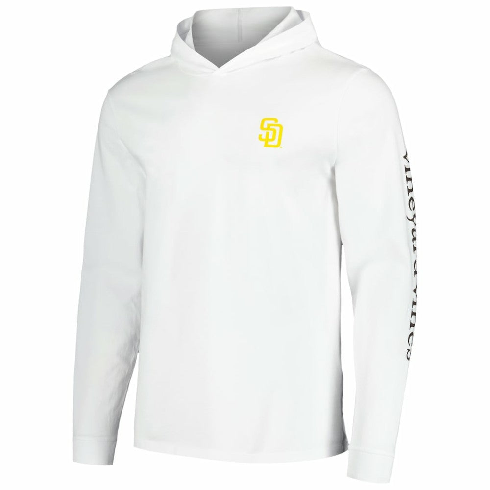 San Diego Padres Vineyard Vines Long Sleeve Hoodie T-Shirt - White Hoodies