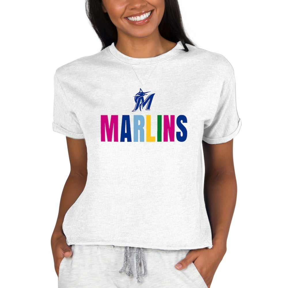 Miami Marlins Concepts Sport Women's Mainstream Terry Sweatshirt - Oatmeal Sweatshirts