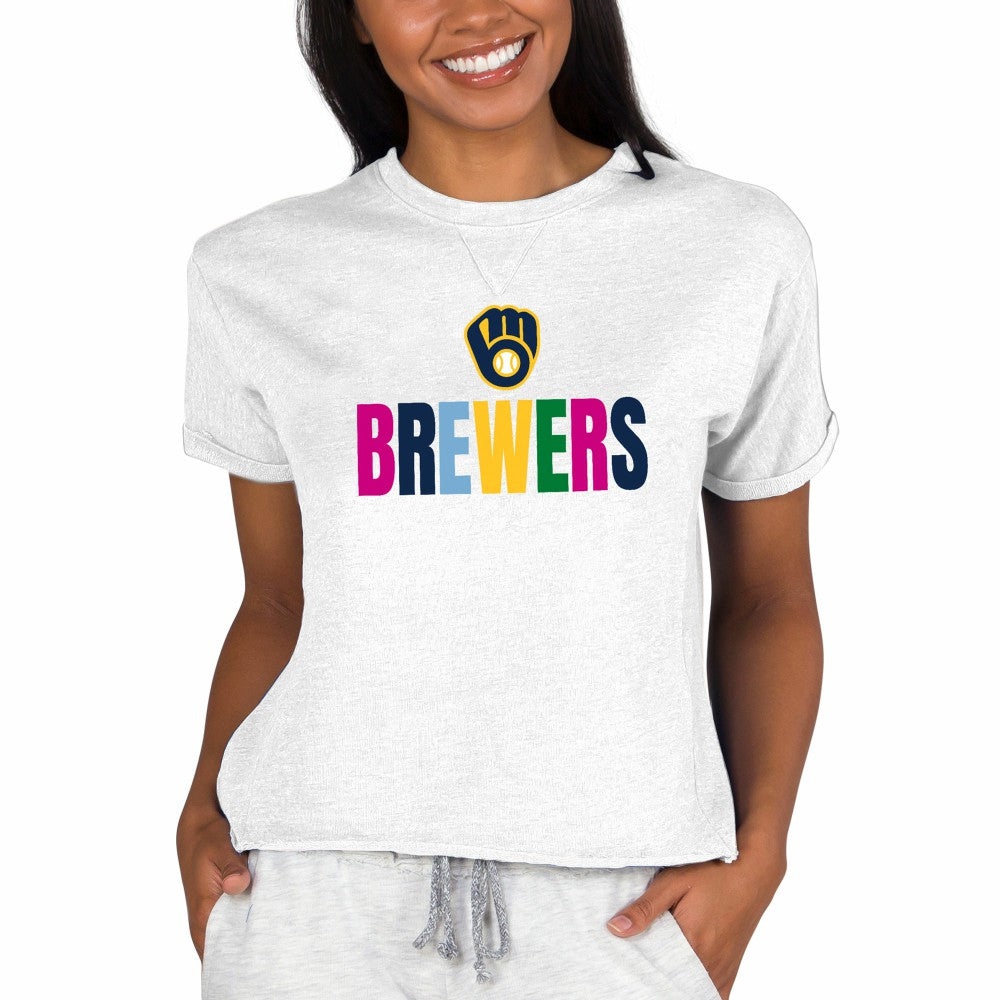 Milwaukee Brewers Concepts Sport Women's Mainstream Terry Sweatshirt - Oatmeal Sweatshirts