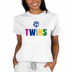 Minnesota Twins Concepts Sport Women's Mainstream Terry Sweatshirt - Oatmeal Sweatshirts