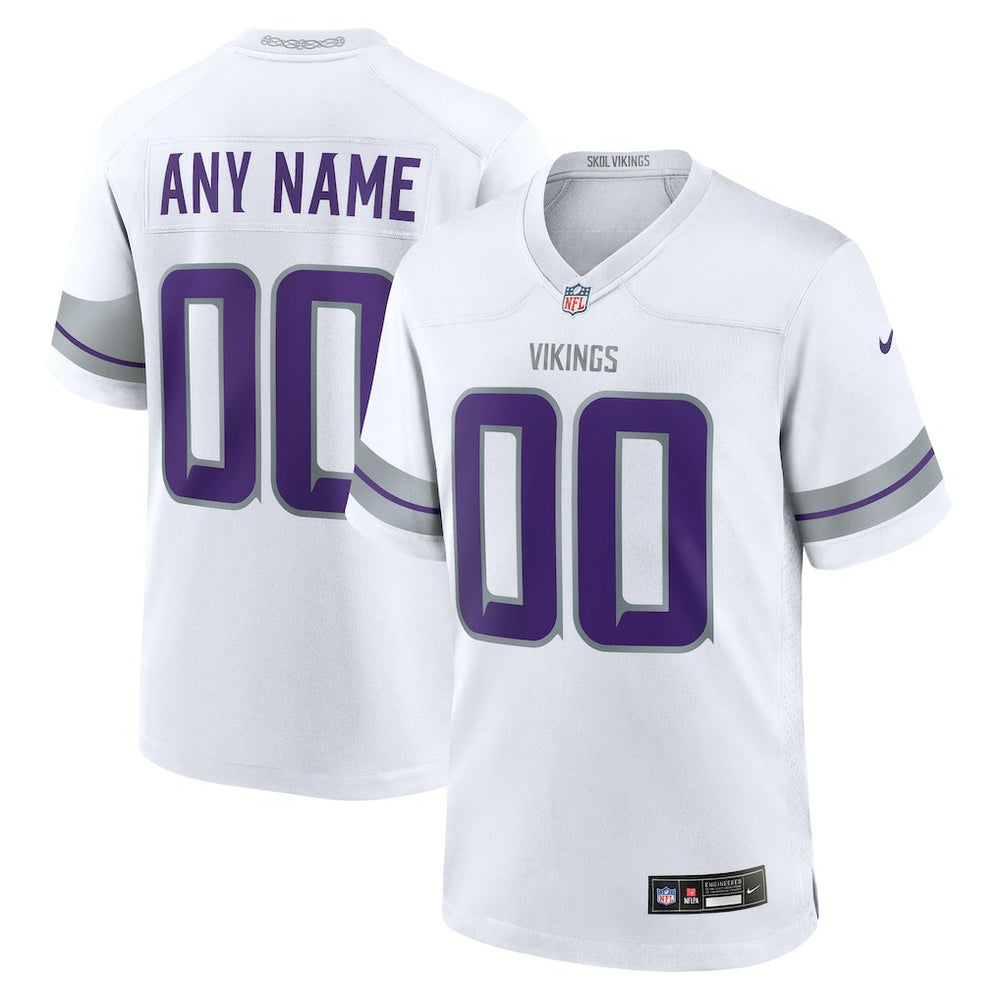 Minnesota Vikings Alternate Custom Game Jersey - White Jerseys
