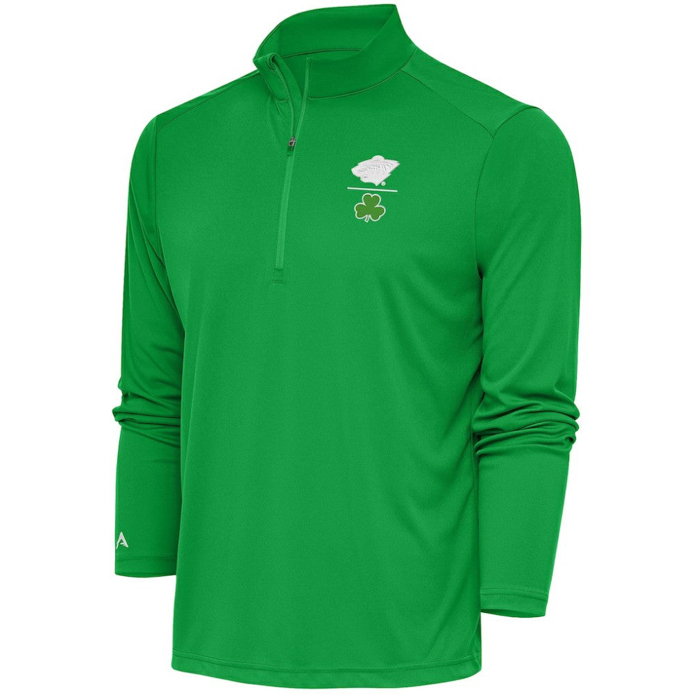 Minnesota Wild Antigua Shamrock Tribute Quarter-Zip Pullover Top - Kelly Green | US 201296860