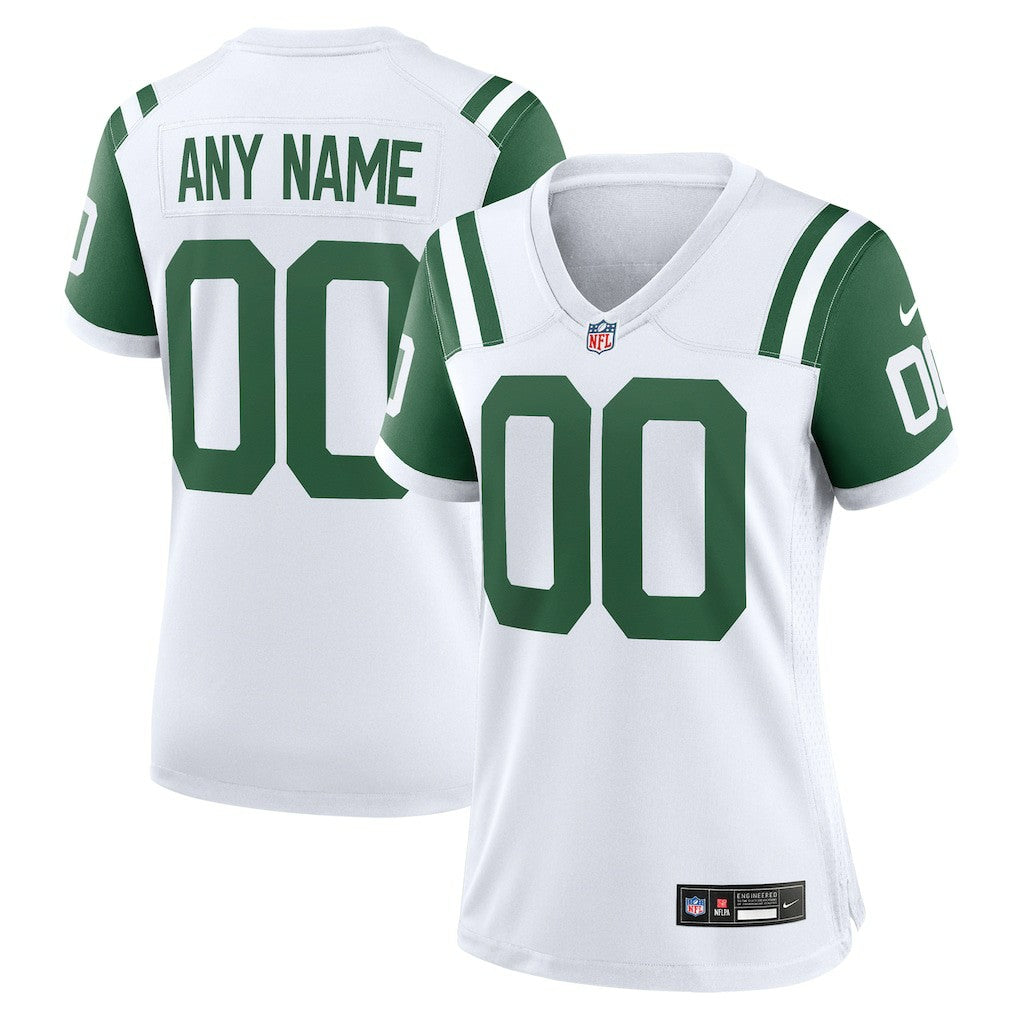 New York Jets Women's Classic Alternate Custom Replica Jersey - White Jerseys