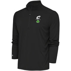 Cleveland Cavaliers Antigua Shamrock Tribute Quarter-Zip Pullover Top Charcoal