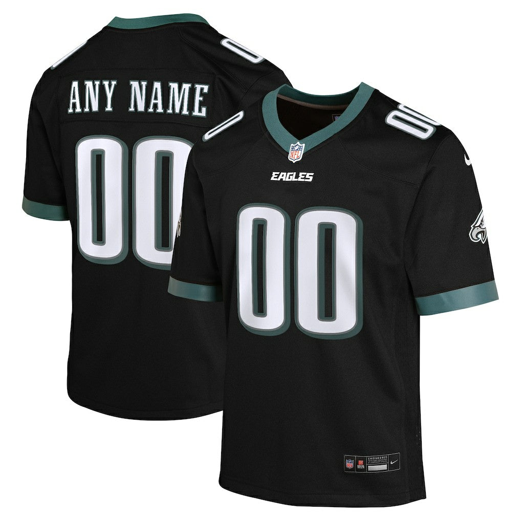 Philadelphia Eagles Youth Alternate Custom Game Jersey - Black Jerseys
