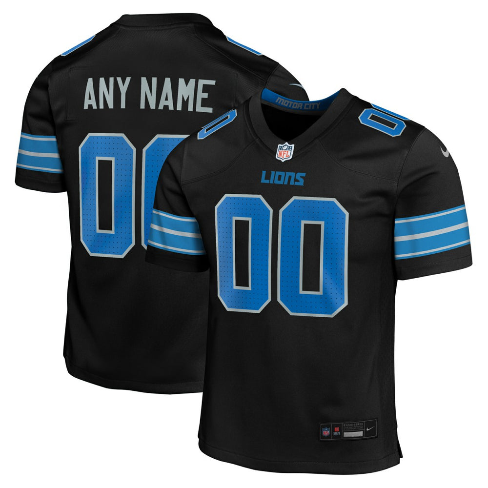 Detroit Lions Youth Alternate Custom Game Jersey - Black Jerseys