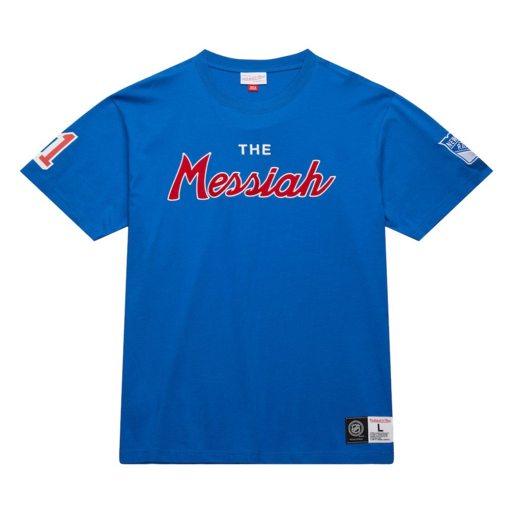 Mark Messier New York Rangers Mitchell & Ness Premium Nickname Vintage Logo T-Shirt - Blue | US 201297208