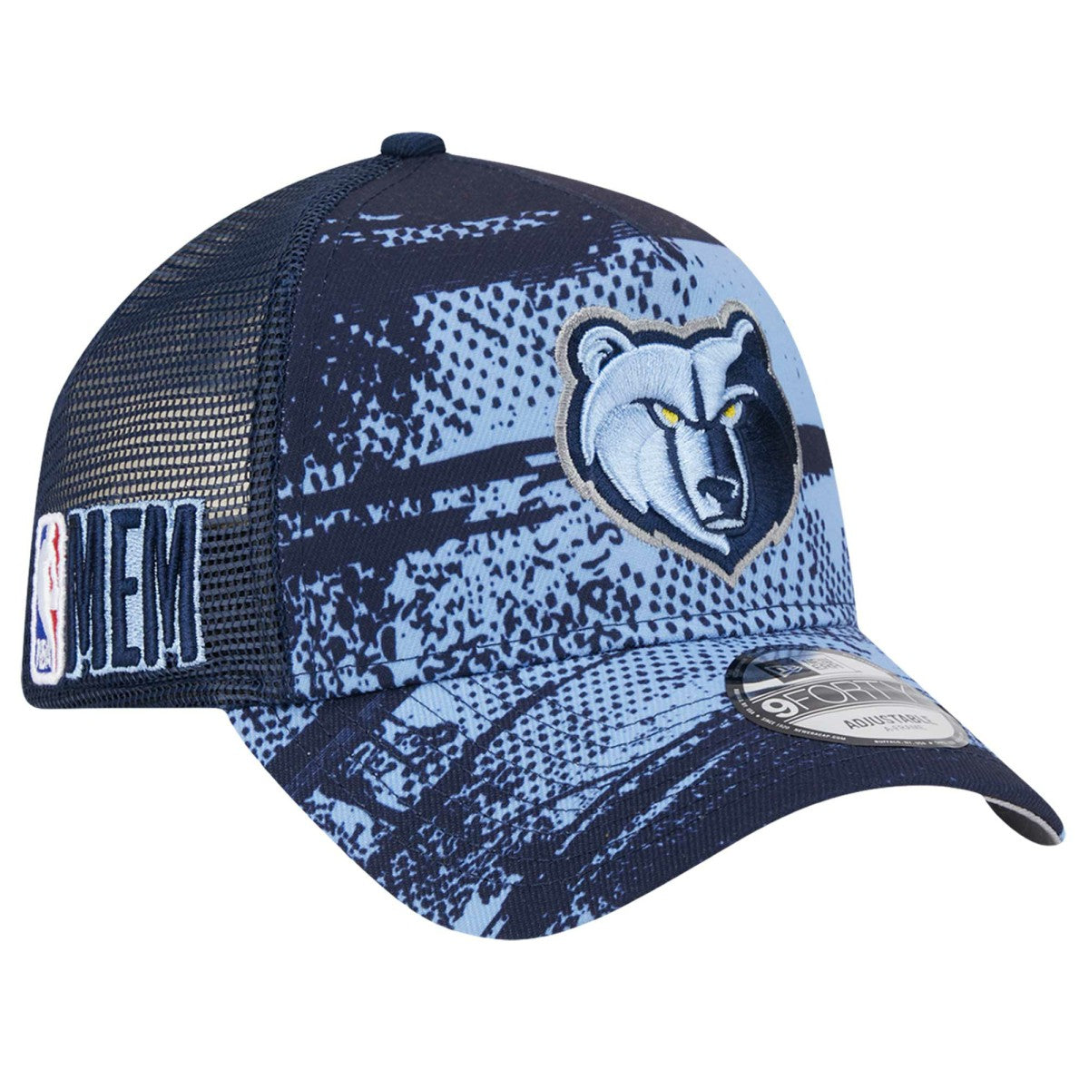 Memphis Grizzlies Tip Off A-Frame Trucker 9FORTY Adjustable Hat Navy/Light Blue - New Era