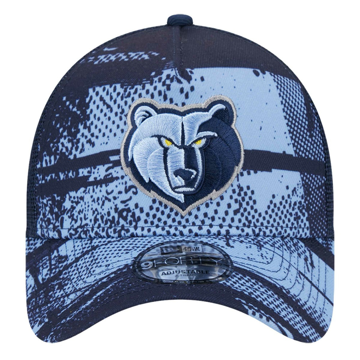 Memphis Grizzlies Tip Off A-Frame Trucker 9FORTY Adjustable Hat Navy/Light Blue - New Era
