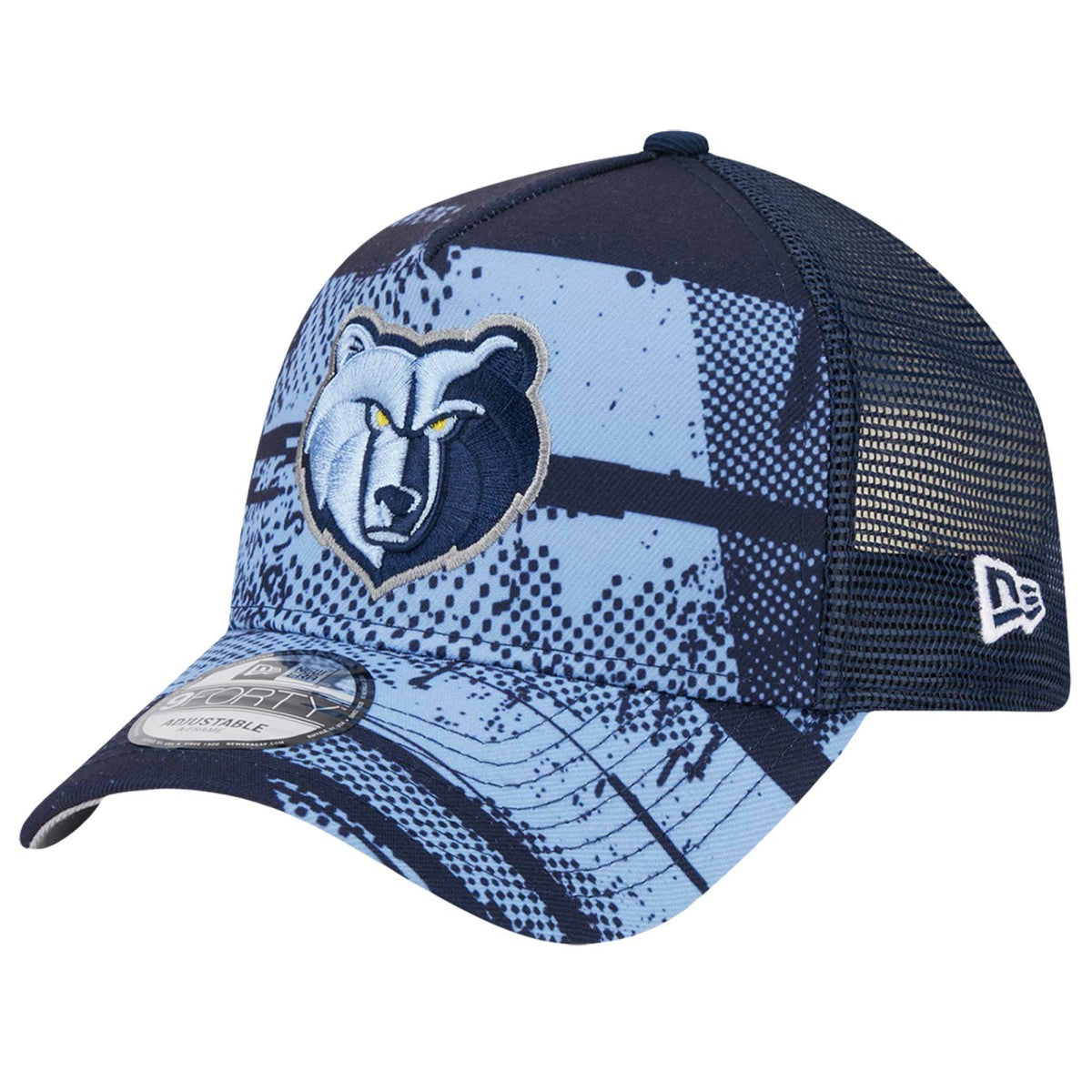 Memphis Grizzlies Tip Off A-Frame Trucker 9FORTY Adjustable Hat Navy/Light Blue - New Era