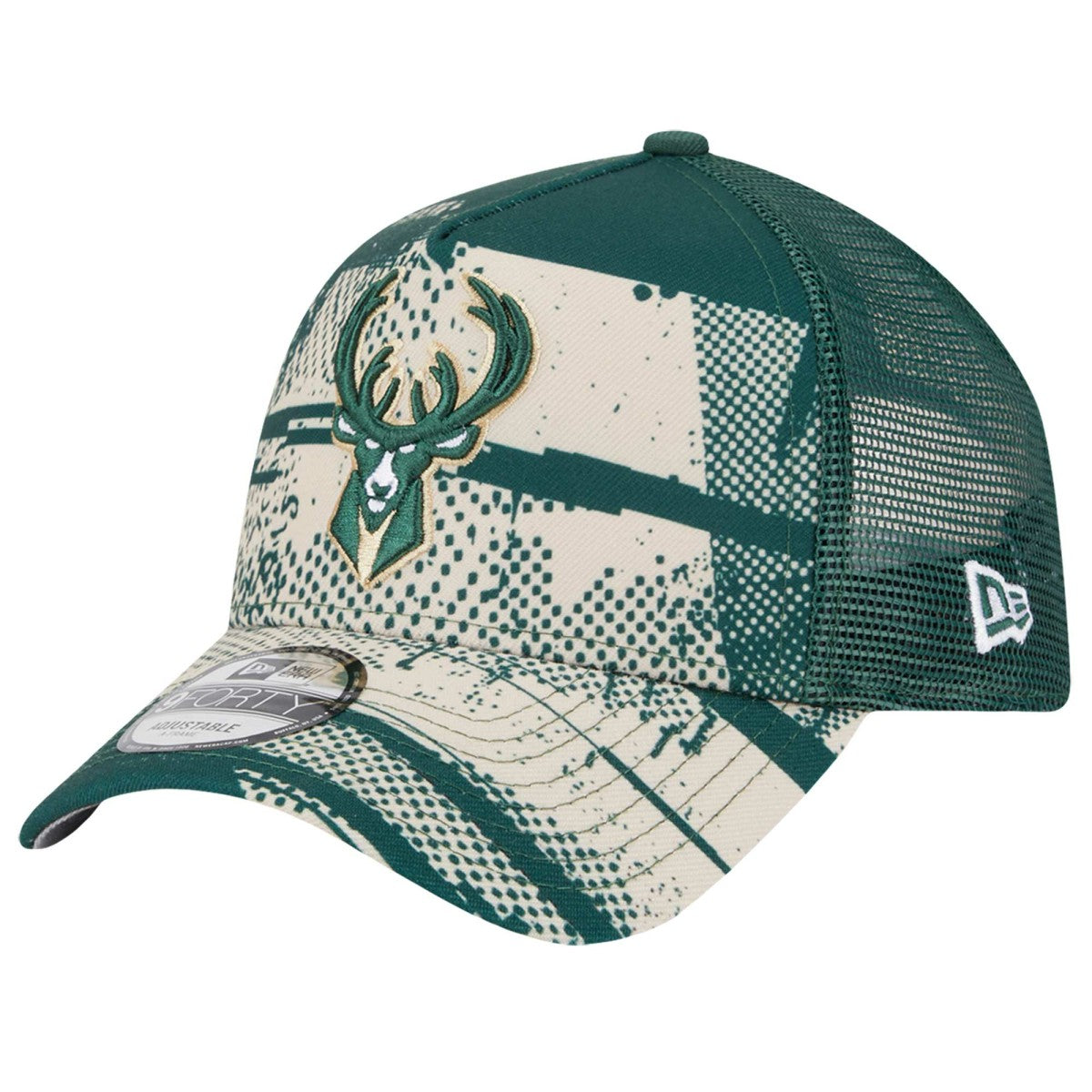Milwaukee Bucks Tip Off A-Frame Trucker 9FORTY Adjustable Hat Hunter Green/Cream - New Era outlet