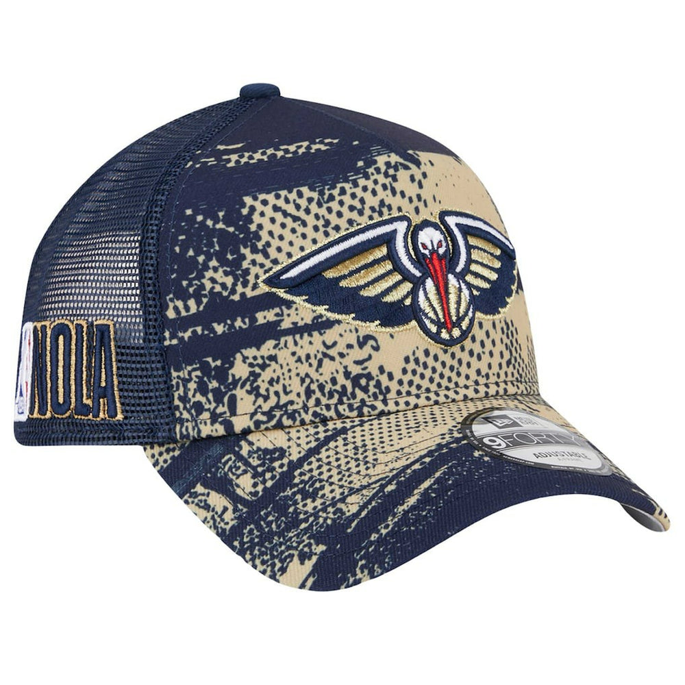 New Orleans Pelicans Tip Off A-Frame Trucker 9FORTY Adjustable Hat Navy/Gold - New Era