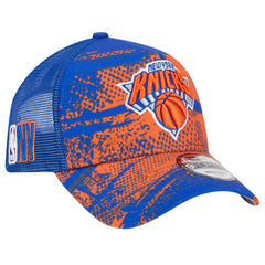 New York Knicks Tip Off A-Frame Trucker 9FORTY Adjustable Hat Blue/Orange - New Era