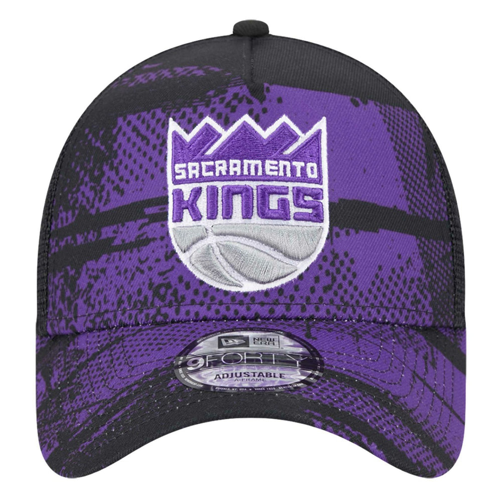 Sacramento Kings Tip Off A-Frame Trucker 9FORTY Adjustable Hat Black/Purple - New Era