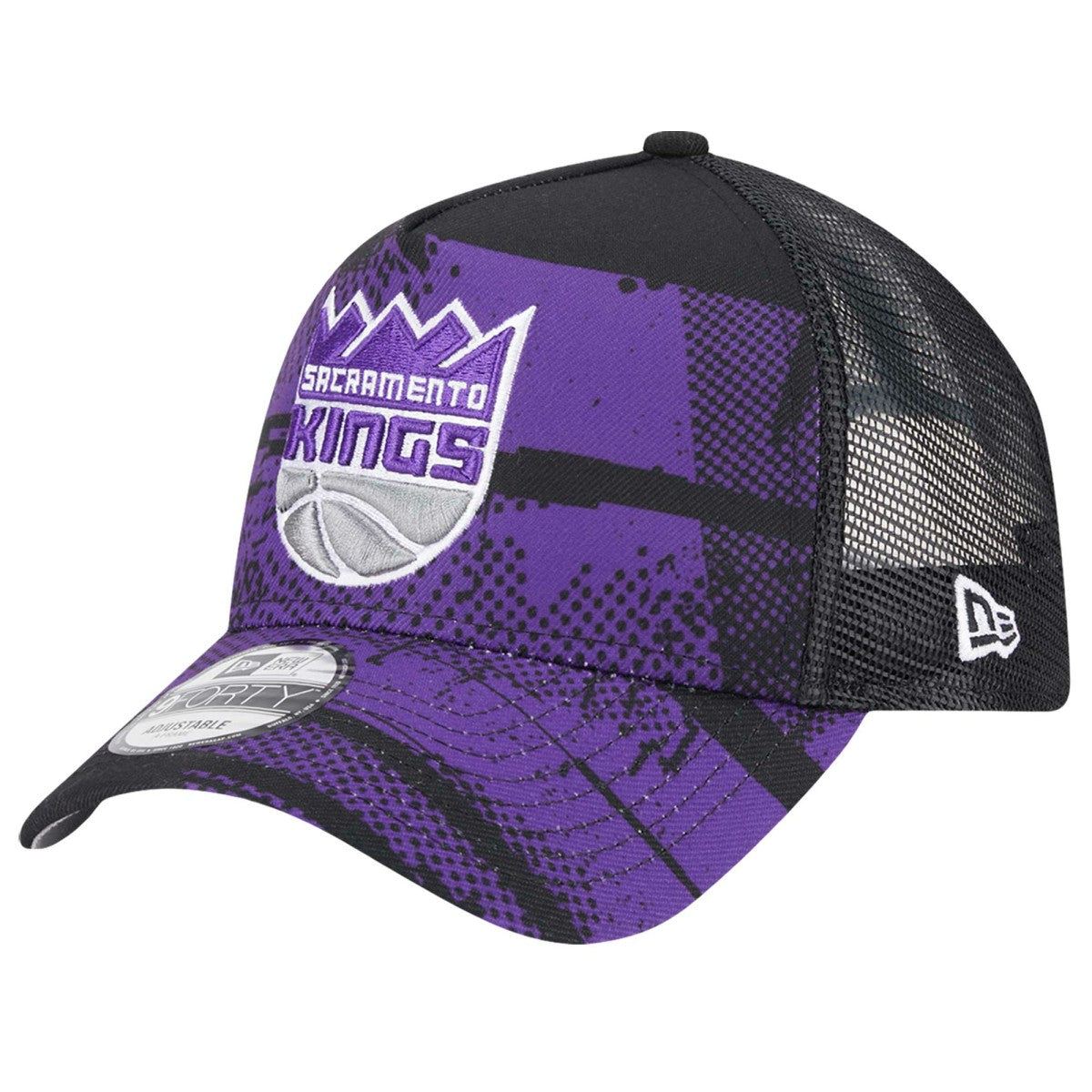 Sacramento Kings Tip Off A-Frame Trucker 9FORTY Adjustable Hat Black/Purple - New Era
