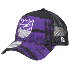 Sacramento Kings Tip Off A-Frame Trucker 9FORTY Adjustable Hat Black/Purple - New Era