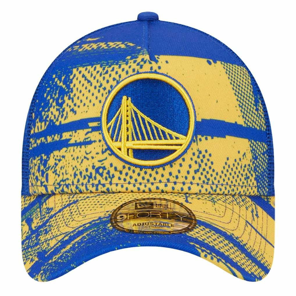 Golden State Warriors Tip Off A-Frame Trucker 9FORTY Adjustable Hat Royal/Gold - New Era