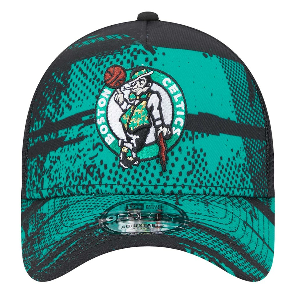Boston Celtics Tip Off A-Frame Trucker 9FORTY Adjustable Hat Black/Kelly Green - New Era