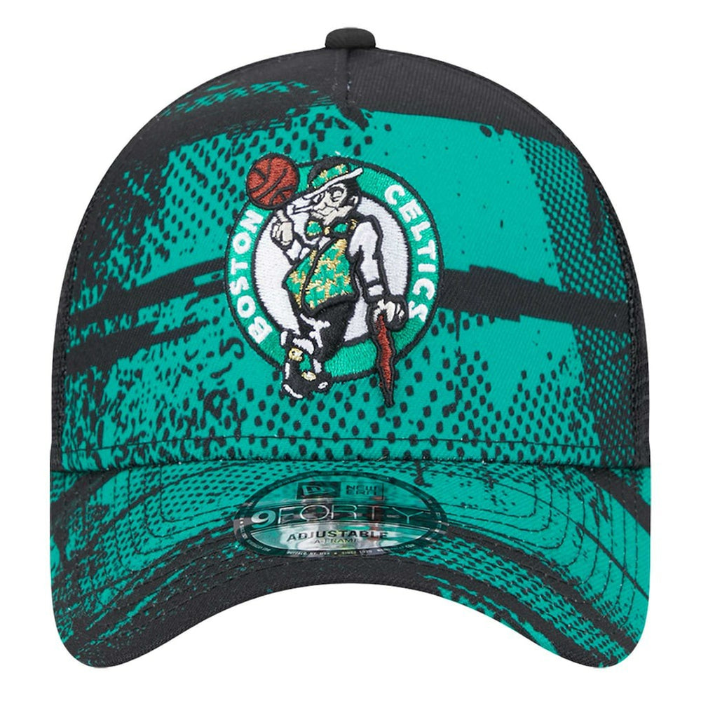 Boston Celtics Tip Off A-Frame Trucker 9FORTY Adjustable Hat Black/Kelly Green - New Era