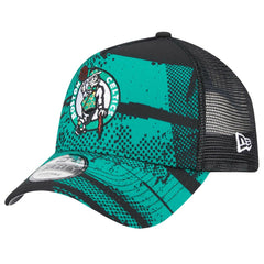 Boston Celtics Tip Off A-Frame Trucker 9FORTY Adjustable Hat Black/Kelly Green - New Era