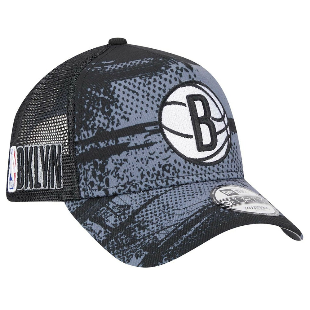 Brooklyn Nets Tip Off A-Frame Trucker 9FORTY Adjustable Hat Black/Charcoal - New Era