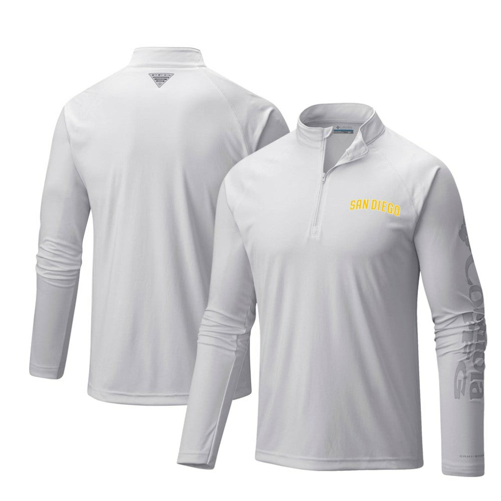 San Diego Padres Columbia Terminal Tackle Omni-Shade Raglan Quarter-Zip Pullover Top - White Pullover