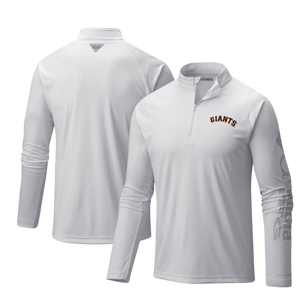 San Francisco Giants Columbia Terminal Tackle Omni-Shade Raglan Quarter-Zip Pullover Top - White Pullover