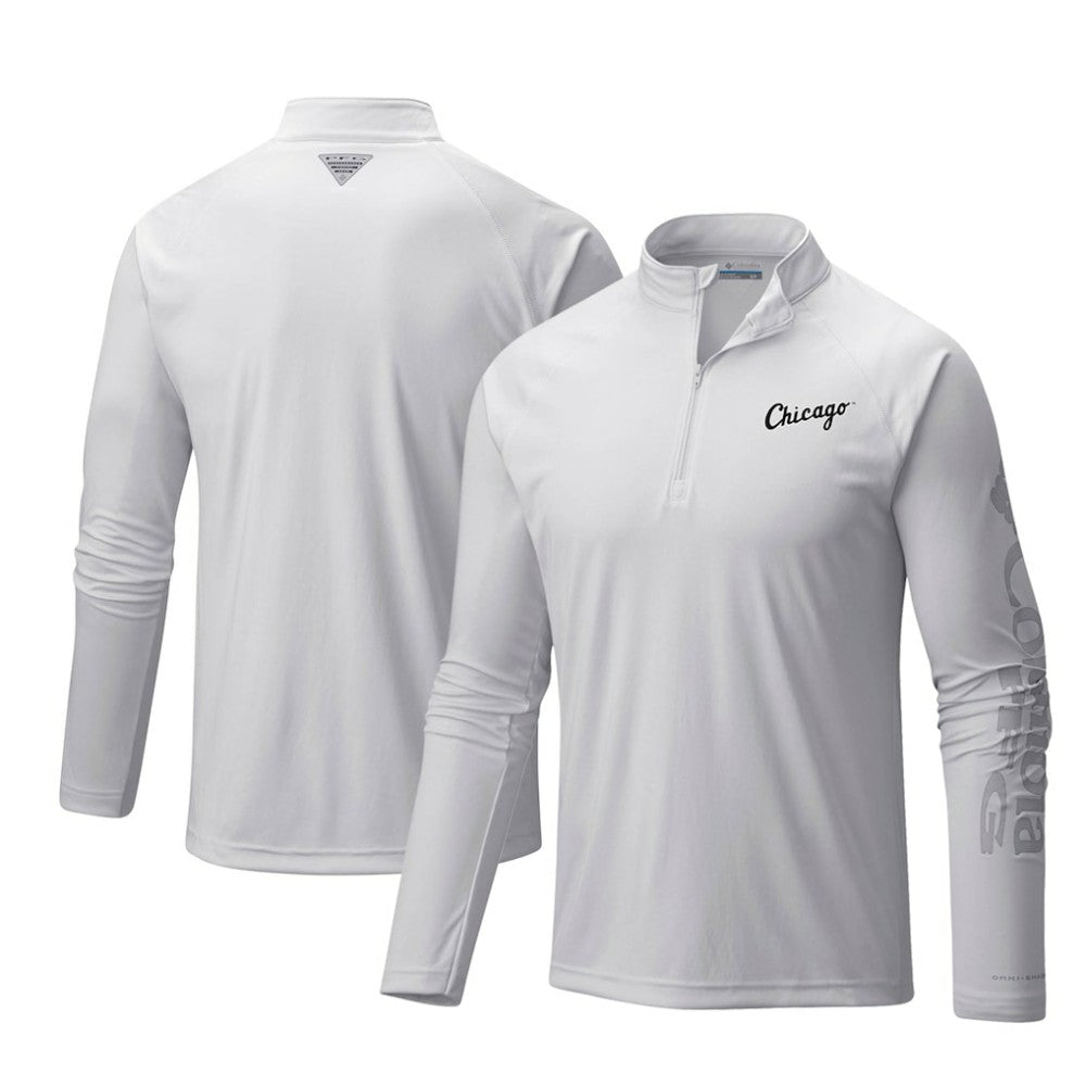 Chicago White Sox Columbia Terminal Tackle Omni-Shade Raglan Quarter-Zip Pullover Top - White Pullover
