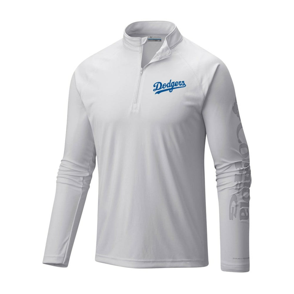 Los Angeles Dodgers Columbia Terminal Tackle Omni-Shade Raglan Quarter-Zip Pullover Top - White Pullover