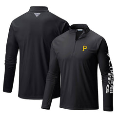 Pittsburgh Pirates Columbia Terminal Tackle Omni-Shade Raglan Quarter-Zip Pullover Top - Black Pullover