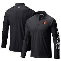 Baltimore Orioles Columbia Terminal Tackle Omni-Shade Raglan Quarter-Zip Pullover Top - Black Pullover