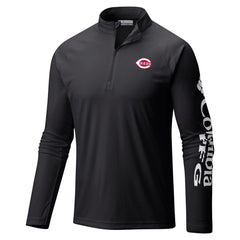 Cincinnati Reds Columbia Terminal Tackle Omni-Shade Raglan Quarter-Zip Pullover Top - Black Pullover